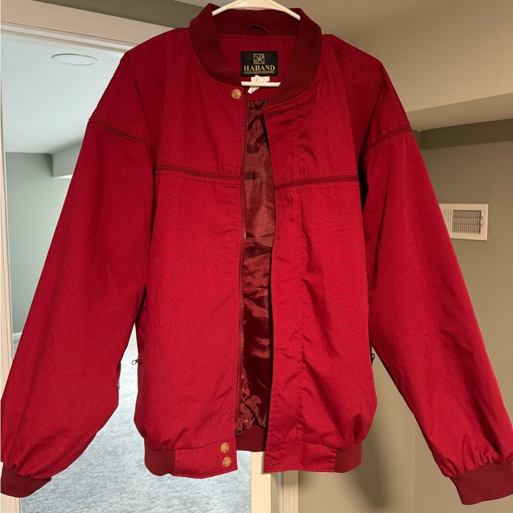 Vintage Bomber Jacket M men Haband Red Medium